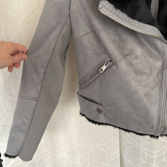 NWOT CoffeeShop Faux Suede/Fur Moto Style Jacket - Picture 7 of 11